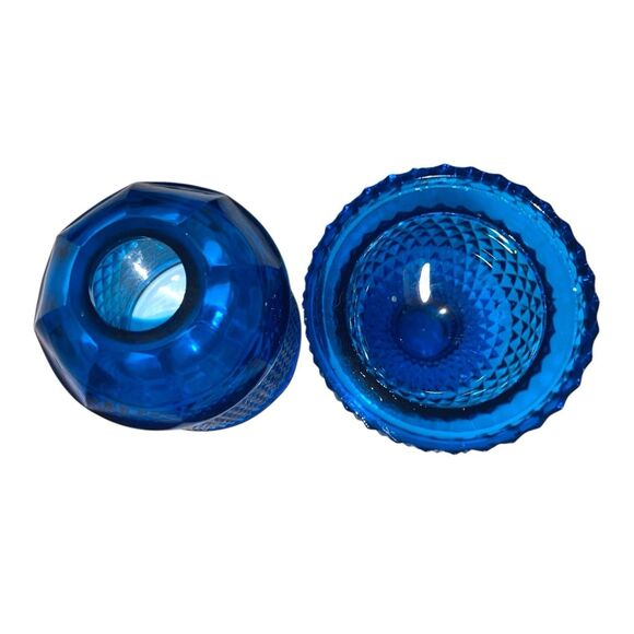 Vintage Viking Glass Bluenique Diamond Point Fairy Lamp - Picture 3 of 3